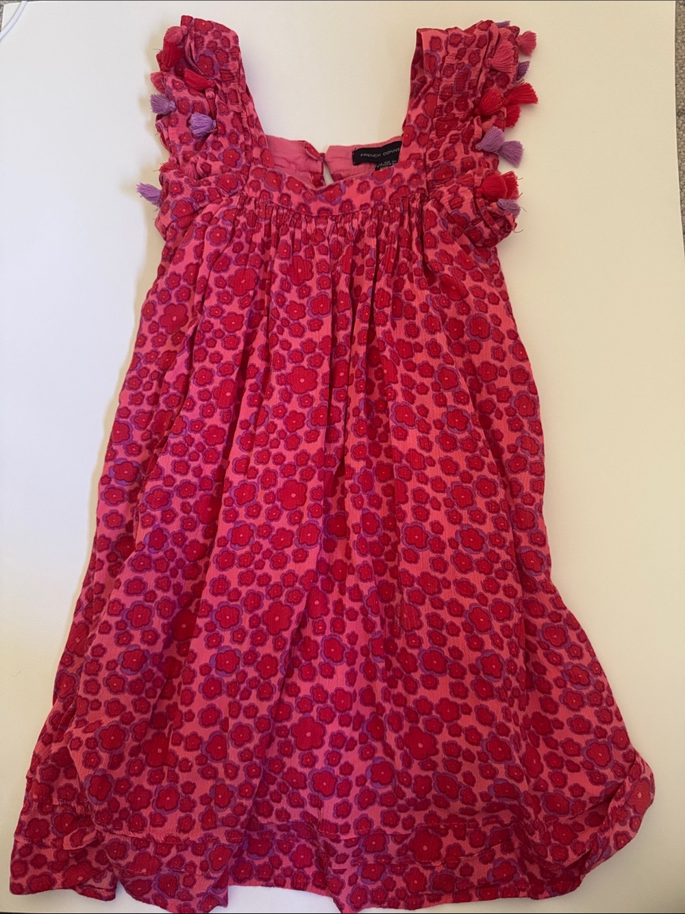 Girls French Connection Pink and Red Floral Sundress size 6x EUC